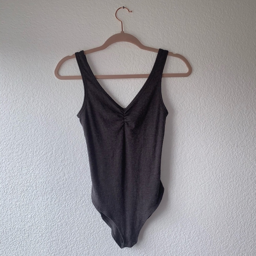 gray bodysuit